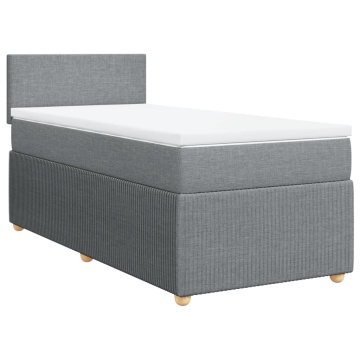 Pat box spring cu saltea, gri deschis, 100x200 cm, textil - Img 3