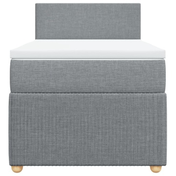 Pat box spring cu saltea, gri deschis, 100x200 cm, textil - Img 4