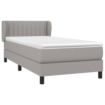 Pat box spring cu saltea, gri deschis, 100x200 cm, textil - Img 3