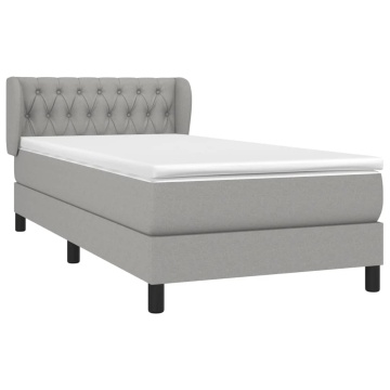 Pat box spring cu saltea, gri deschis, 100x200 cm, textil - Img 3