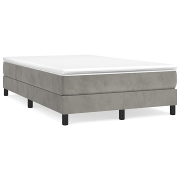 Pat box spring cu saltea, gri deschis, 120x200 cm, catifea - Img 2