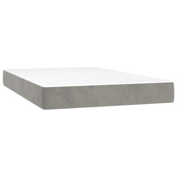 Pat box spring cu saltea, gri deschis, 120x200 cm, catifea - Img 8