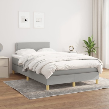 Pat box spring cu saltea, gri deschis, 120x200 cm, textil - Img 1