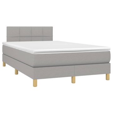 Pat box spring cu saltea, gri deschis, 120x200 cm, textil - Img 3