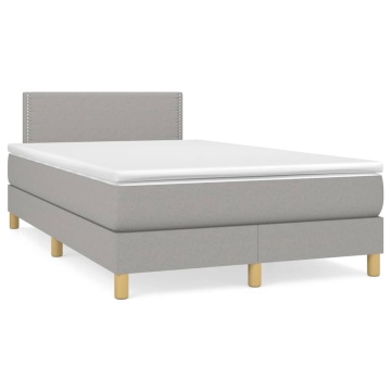 Pat box spring cu saltea, gri deschis, 120x200 cm, textil - Img 2