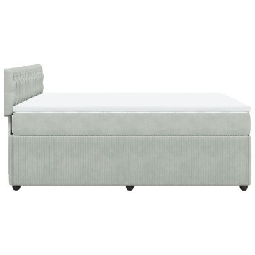 Pat box spring cu saltea, gri deschis, 140x190 cm, catifea - Img 6