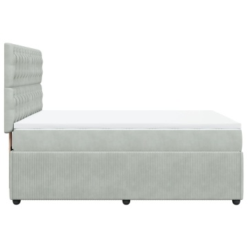 Pat box spring cu saltea, gri deschis, 140x200 cm, catifea - Img 6