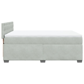 Pat box spring cu saltea, gri deschis, 160x200 cm, catifea - Img 6