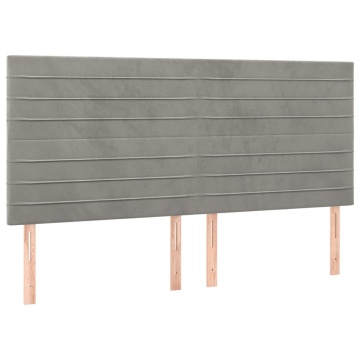Pat box spring cu saltea, gri deschis, 180x200 cm, catifea - Img 5