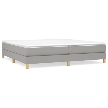 Pat box spring cu saltea, gri deschis, 200x200 cm, textil - Img 2
