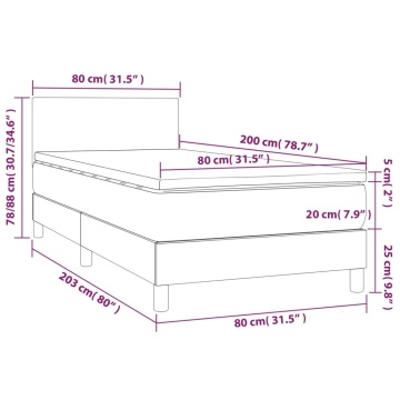 Pat box spring cu saltea, gri deschis, 80x200 cm, textil - Img 6