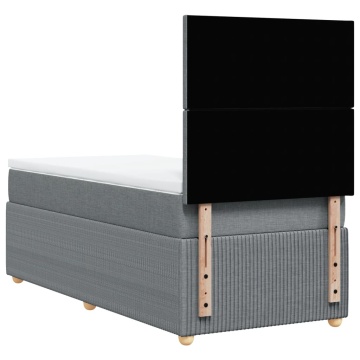 Pat box spring cu saltea, gri deschis, 90x190 cm, textil - Img 7