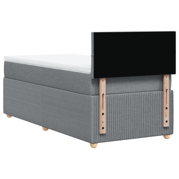 Pat box spring cu saltea, gri deschis, 90x190 cm, textil - Img 7