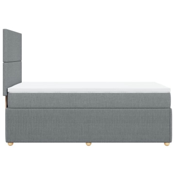 Pat box spring cu saltea, gri deschis, 90x190 cm, textil - Img 8