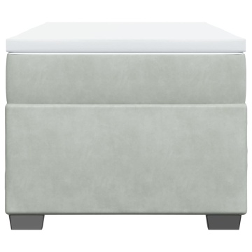 Pat box spring cu saltea, gri deschis, 90x200 cm, catifea - Img 4