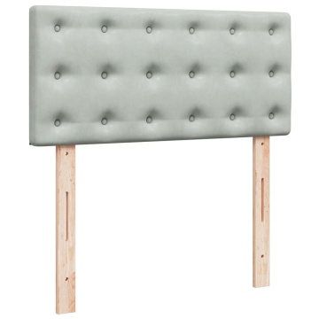Pat box spring cu saltea, gri deschis, 90x200 cm, catifea - Img 8