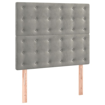 Pat box spring cu saltea, gri deschis, 90x200 cm, catifea - Img 5