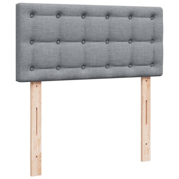 Pat box spring cu saltea, gri deschis, 90x200 cm, textil - Img 6