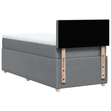 Pat box spring cu saltea, gri deschis, 90x200 cm, textil - Img 7