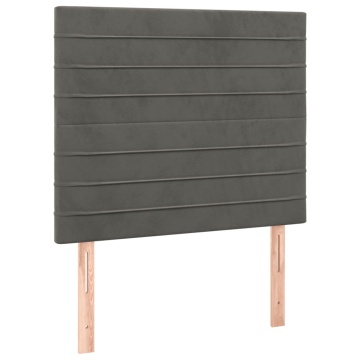 Pat box spring cu saltea, gri închis, 100x200 cm, catifea - Img 5