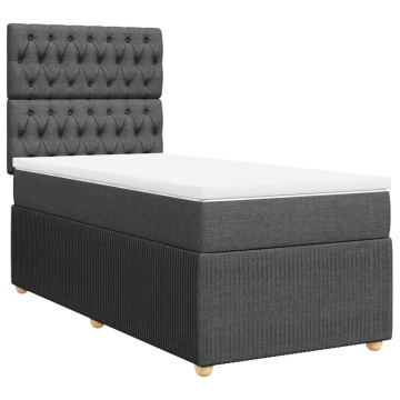Pat box spring cu saltea, gri închis, 100x200 cm, textil - Img 2