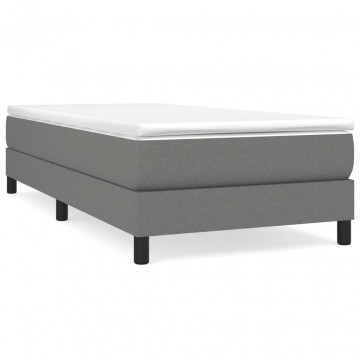 Pat box spring cu saltea, gri închis, 100x200 cm, textil - Img 2