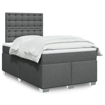 Pat box spring cu saltea, gri închis, 120x190 cm, textil - Img 1