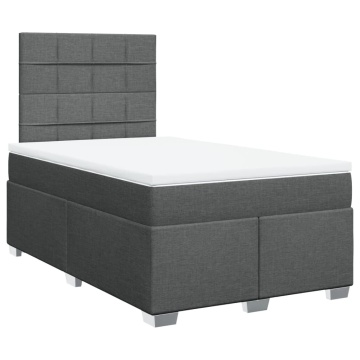 Pat box spring cu saltea, gri închis, 120x190 cm, textil - Img 2