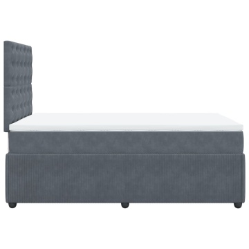 Pat box spring cu saltea, gri închis, 120x200 cm, catifea - Img 6