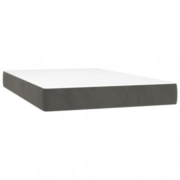 Pat box spring cu saltea, gri închis, 120x200 cm, catifea - Img 6
