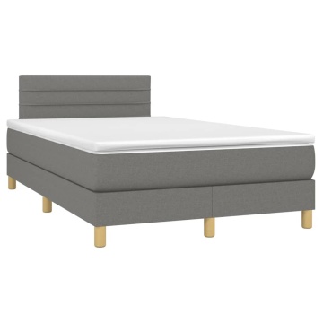 Pat box spring cu saltea, gri închis, 120x200 cm, textil - Img 3