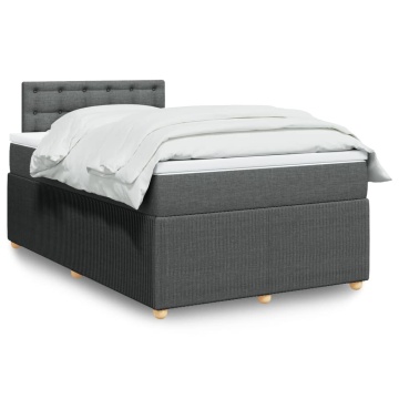 Pat box spring cu saltea, gri închis, 120x200 cm, textil - Img 1