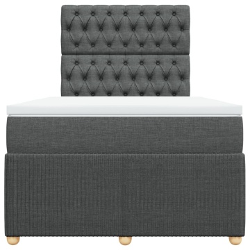 Pat box spring cu saltea, gri închis, 120x200 cm, textil - Img 4