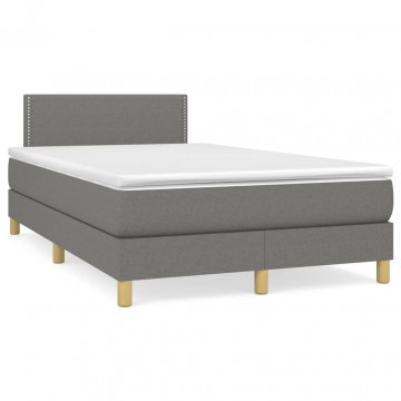 Pat box spring cu saltea, gri închis, 120x200 cm, textil - Img 2