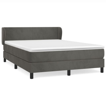 Pat box spring cu saltea, gri închis, 140x190 cm, catifea - Img 2