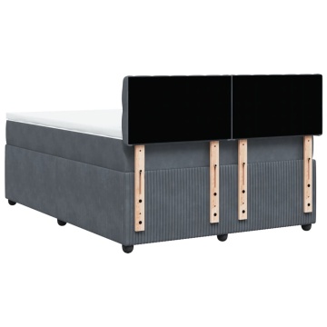 Pat box spring cu saltea, gri închis, 140x190 cm, catifea - Img 7