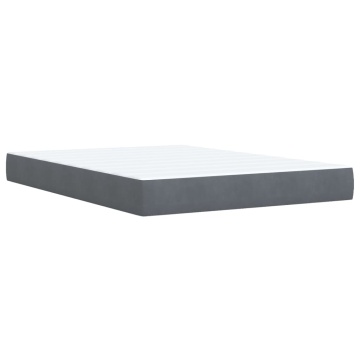 Pat box spring cu saltea, gri închis, 140x190 cm, catifea - Img 6