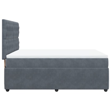 Pat box spring cu saltea, gri închis, 140x190 cm, catifea - Img 8