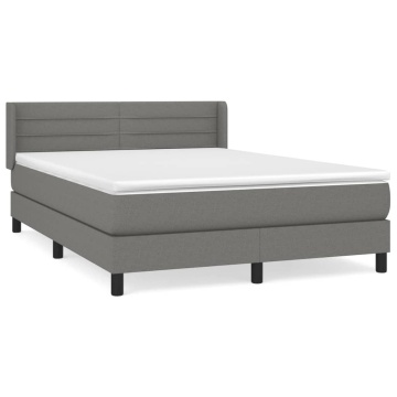 Pat box spring cu saltea, gri închis, 140x190 cm, textil - Img 2
