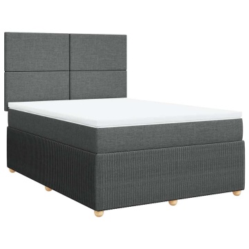 Pat box spring cu saltea, gri închis, 140x190 cm, textil - Img 2