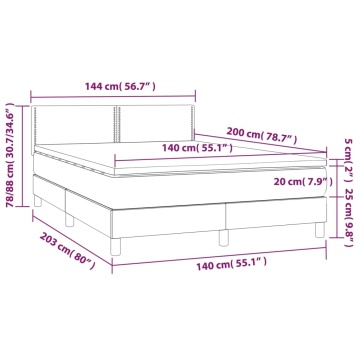 Pat box spring cu saltea, gri închis, 140x200 cm, catifea - Img 6