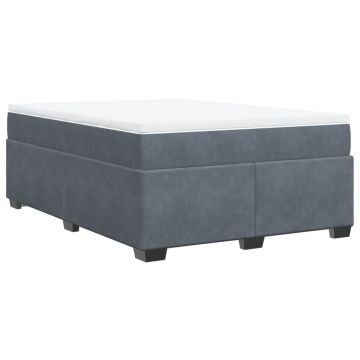 Pat box spring cu saltea, gri închis, 160x200 cm, catifea - Img 2