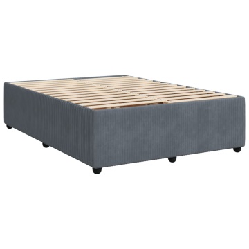 Pat box spring cu saltea, gri închis, 160x200 cm, catifea - Img 5