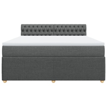 Pat box spring cu saltea, gri închis, 180x200 cm, textil - Img 4