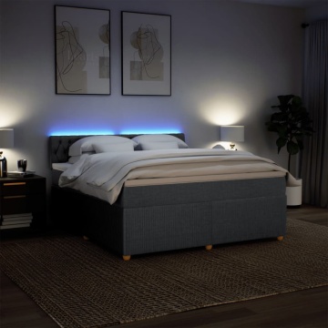 Pat box spring cu saltea, gri închis, 180x200 cm, textil - Img 8