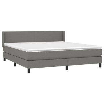 Pat box spring cu saltea, gri închis, 180x200 cm, textil - Img 3