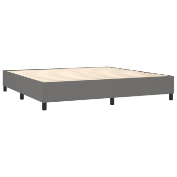Pat box spring cu saltea, gri închis, 200x200 cm, textil - Img 4