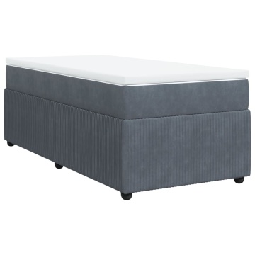 Pat box spring cu saltea, gri închis, 80x200 cm, catifea - Img 2
