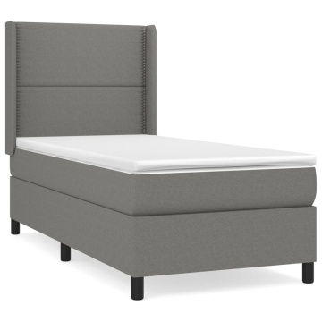 Pat box spring cu saltea, gri închis, 80x200 cm, textil - Img 2