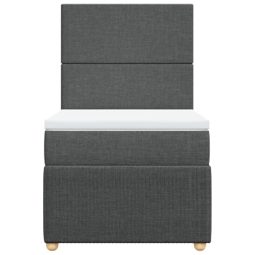 Pat box spring cu saltea, gri închis, 80x200 cm, textil - Img 5